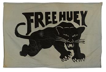 HUEY P. NEWTON. Screen-print silk banner,